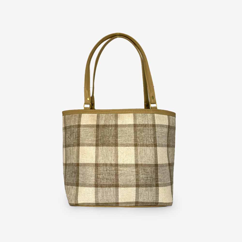 Check Pattern Gray Tote Bag